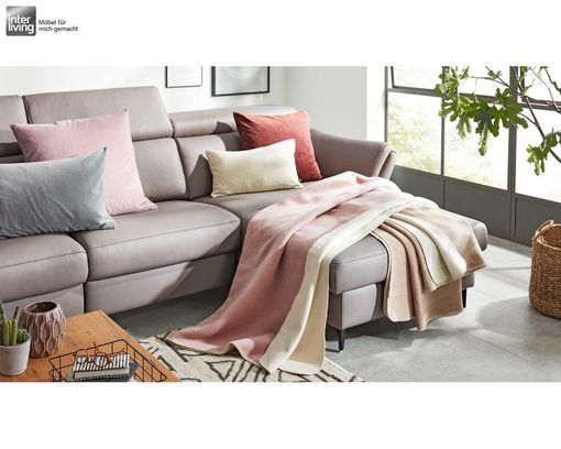 Interliving Wendedecke Serie 9103 in Rosa/Beige, ca. 150x200 cm - Lotus/Natur - 1