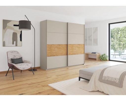 Schwebetürenschrank "Ruston", ca. 225x210 cm - Champagner/Holz - 3