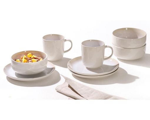 12-teiliges Frühstücksset "Laredo" aus Steinzeug - Weiß - 2