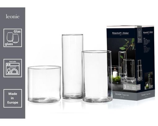 3-teiliges Vasenset "Leonie" aus Glas - Durchsichtig - 3