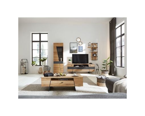 Anbauwand/Wohnkombination "Interliving 2021" Wildeiche/Betonoptik - Wildeiche/grau - 1