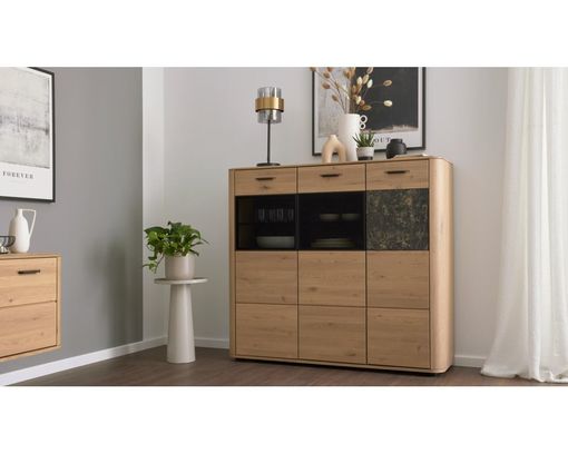 Interliving Highboard 2029, ca. 132x119 cm - Braun/Schwarz - 1