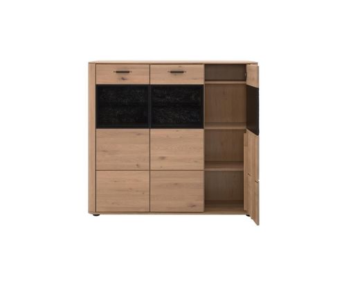 Interliving Highboard 2029, ca. 132x119 cm - Braun/Schwarz - 2