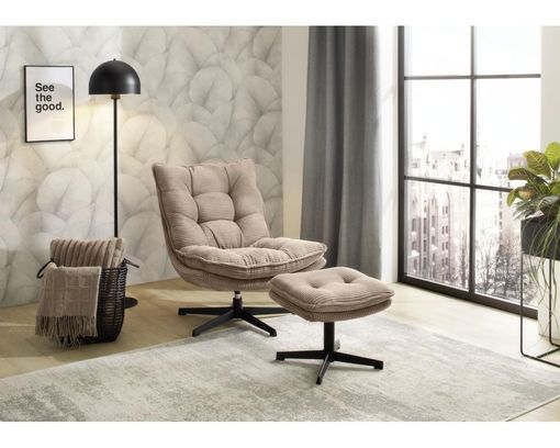 Relaxsessel "Pompei", leger, mit Hocker - Taupe - 1