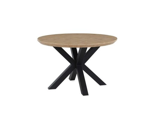 Esstisch "Padua", rund, Parkettoptik hell - Schwarz/Holz - 1