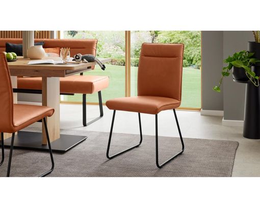 Interliving Stuhl 5505, Mikrofaserbezug braun, Kufengestell - Caramel - 5