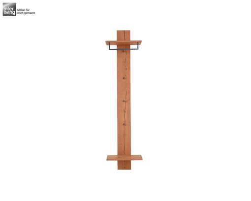 Interliving 6006 schmales Garderobenpaneel mit Ablageflächen - Holzfarben / Schieferschwarz - 1