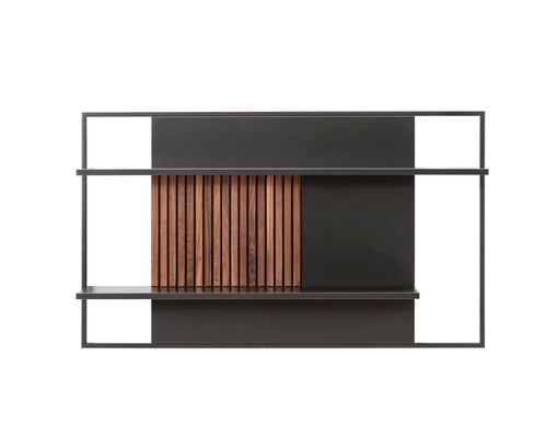 Anbauwand "Hamburg", Nussbaum/Schiefer - Braun / Schwarz - 2