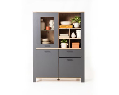 Highboard "Macerata" anthrazit matt Lack / Asteiche - Anthrazit / Braun - 1