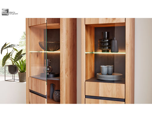 Interliving Vitrine 5603 Wildeiche/HPL Oxyde graphit - braun/grau - 2