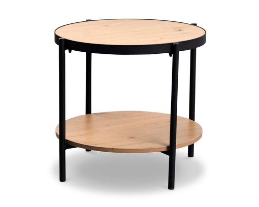 Beistelltisch "Monheim", rund - Schwarz/Holz - 1