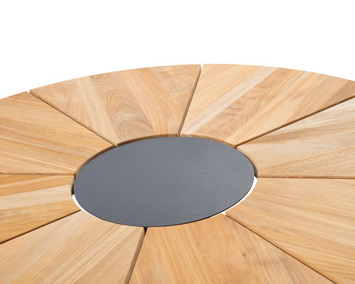 Gartentisch "England" Musterring, rund, Teakholz massiv, Durchmesser 160 cm - anthrazit/Holz - 2