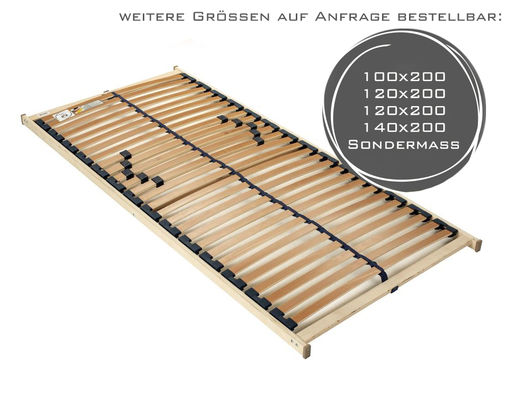 Bettrahmen Lattenrost "Berti" 90x200 cm -unverstellbar- - beige - 2