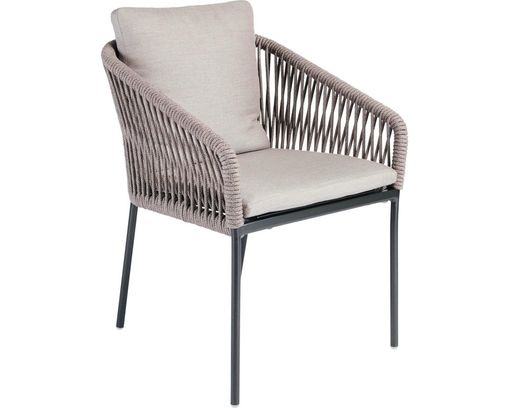 Stapelsessel "Marla", Kordel salt / Kissen graubraun - Salt / Graubraun/ Anthrazit - 1