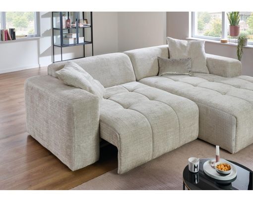 Wohnlandschaft "Isny", leger, mit Sitztiefenverstellung - Cremona 2 beige - 5