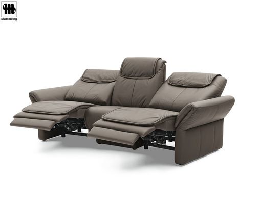 Trapezsofa mit Tisch  "MR 380" Musterring, legere Polsterung, Echtleder grau/braun - grau/braun - 5