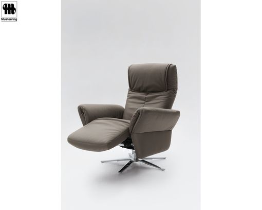 Funktionssessel, leger "MR 380" Musterring, Echtleder grau/braun inkl. motorischer Verstellung, Größe M - grau/braun - 2