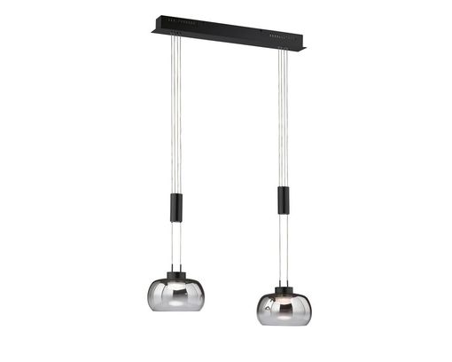 LED-Pendelleuchte "Arosa", 2-flammig, Rauchglas, stufenlos dimmbar - Schwarz - 1