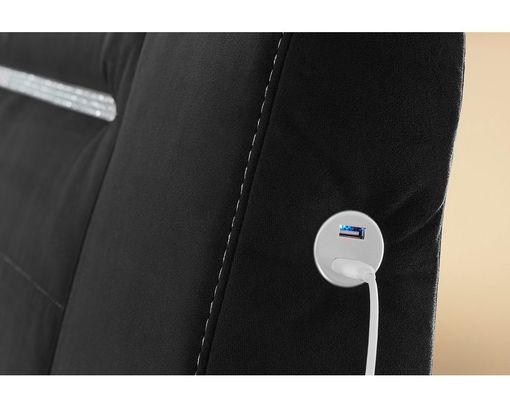 Boxspringbett "Jasmin" inkl. Bettkasten, LED-Beleuchtung und 2x USB-Port - Schwarz - 5