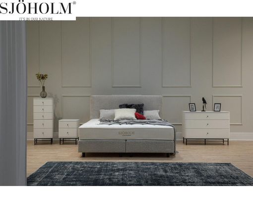Sjöholm Boxspringbett mit Kopfteil Enö, ca. 180 x 200 cm - Stone 60 Light - 2