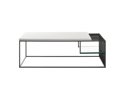 Couchtisch "Macon", ca. 120x40x60 cm - Weiß/Schwarz - 1