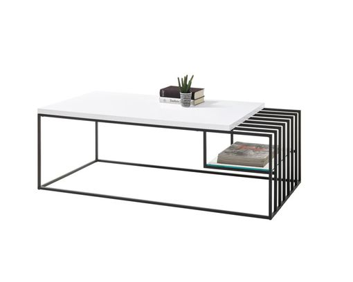 Couchtisch "Macon", ca. 120x40x60 cm - Weiß/Schwarz - 2