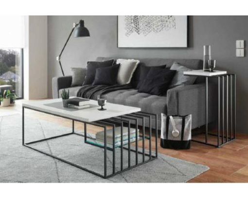 Couchtisch "Macon", ca. 120x40x60 cm - Weiß/Schwarz - 3