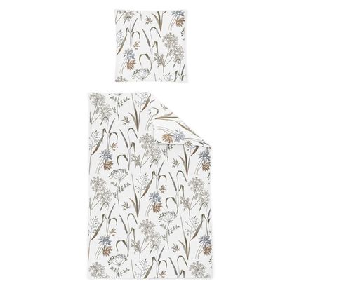 Biber-Bettwäsche-Garnitur mit Blumenmuster, creme - Creme - 2