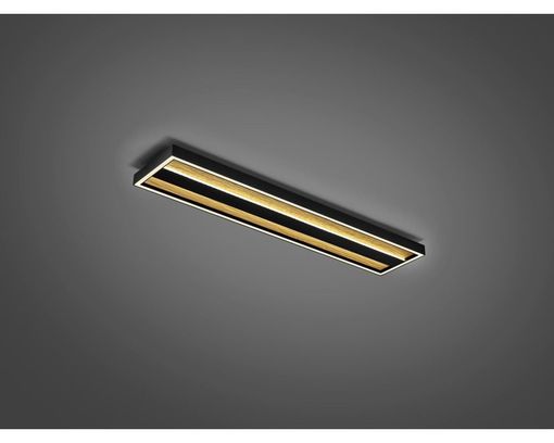 LED-Deckenleuchte "Heloise", Metall/Spaltholz - Schwarz/Braun - 1