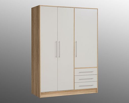 Kleiderschrank Forli 145cm - Weiß / Sonoma Eiche - 1