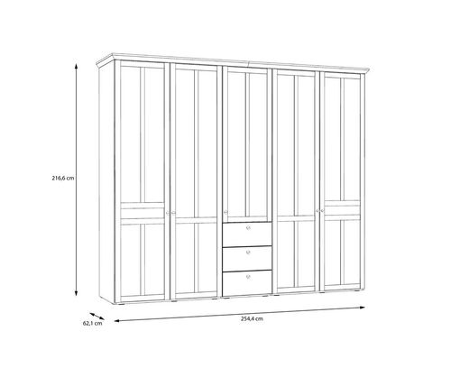 Kleiderschrank "Fernanda" mit drei Spiegeltüren - Snowy Oak - 7