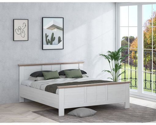 Bett "Fernanda" im Landhausstil, ca. 180 x 200 cm - Snowy Oak - 1