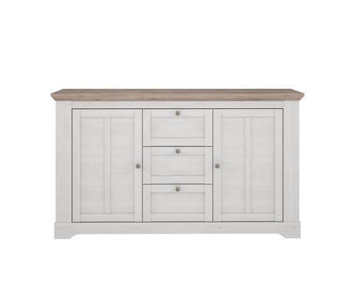 Sideboard "Fernanda" im Landhausstil, 2 Drehtüren, 3 Schubkästen - Snowy Oak - 2