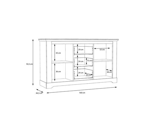 Sideboard "Fernanda" im Landhausstil, 2 Drehtüren, 3 Schubkästen - Snowy Oak - 9