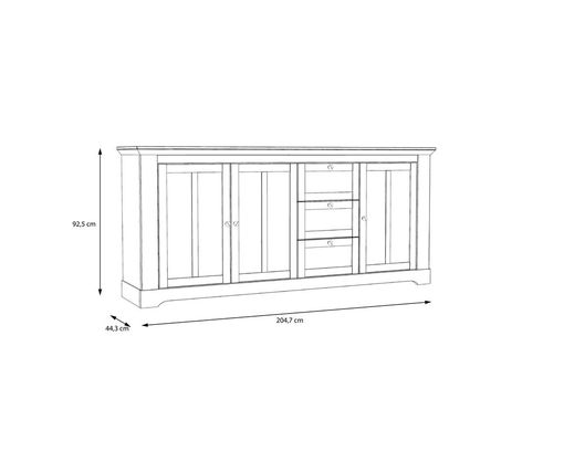 Sideboard "Fernanda" im Landhausstil, 3 Drehtüren, 3 Schubkästen - Snowy Oak - 7