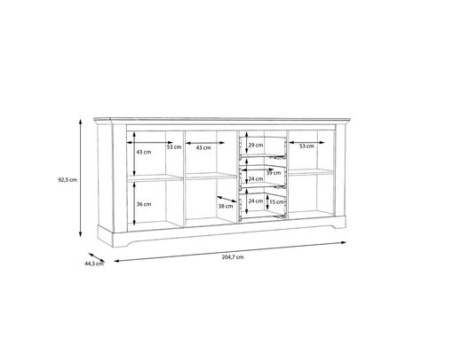 Sideboard "Fernanda" im Landhausstil, 3 Drehtüren, 3 Schubkästen - Snowy Oak - 8