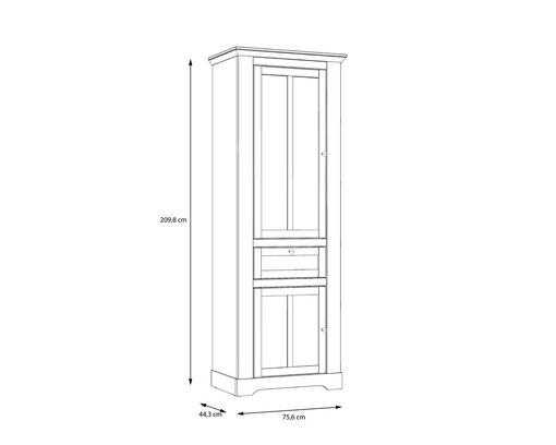 Vitrine "Fernanda" inkl. LED-Beleuchtung, eine Glastür - Oak Nelson/Snowy Oak - 5