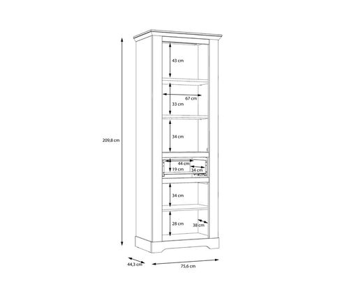 Vitrine "Fernanda" inkl. LED-Beleuchtung, eine Glastür - Oak Nelson/Snowy Oak - 6