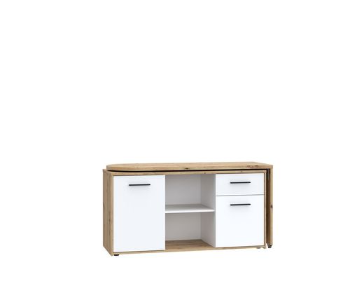 Schreibtisch "Fred", variabel, mit Türen und Schublade - Braun/Weiß - 3
