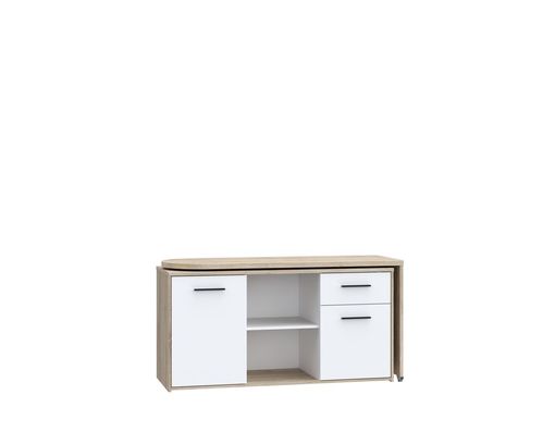 Schreibtisch "Fred", variabel, mit Türen und Schublade - Braun/Weiß - 5
