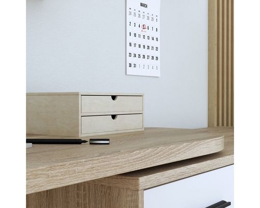Schreibtisch "Fred", variabel, mit Türen und Schublade - Braun/Weiß - 12