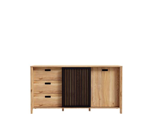 Sideboard "Fabiola" mit 2 Türen und 3 Schubkästen - Braun/Schwarz - 2