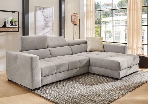 Wohnlandschaft "Johannes", leger, inkl. Bettkasten und USB-Ladeport - Grau - 6