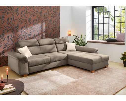 Wohnlandschaft "Josy", leger, Cord, Hochschläferfunktion - Taupe - 1