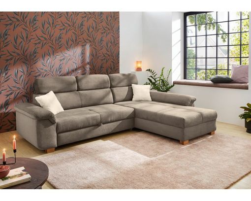Wohnlandschaft "Josy", leger, Cord, Hochschläferfunktion - Taupe - 3