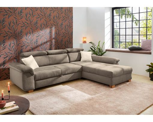 Wohnlandschaft "Josy", leger, Cord, Hochschläferfunktion - Taupe - 4