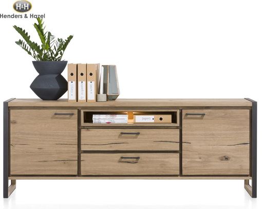 Sideboard "Metalo"  Henders & Hazel  Eiche braun/Metall schwarz 210 cm - braun/schwarz - 1