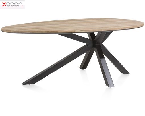 XOOON Esstisch "Colombo" oval, ca. 200x120 cm - Eiche massiv / MDF grau - 1