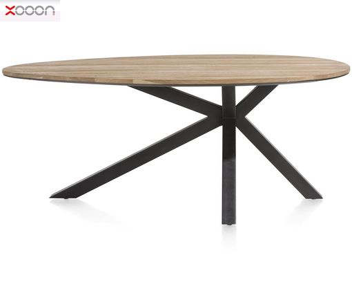 XOOON Esstisch "Colombo" oval, ca. 200x120 cm - Eiche massiv / MDF grau - 4