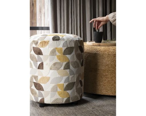 Coco Maison Hocker "Elite", rund, mehrfarbig - Creme - 2